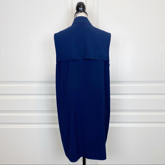 VINCE Laser Cut Trench Vest Navy - Picture 5 of 7